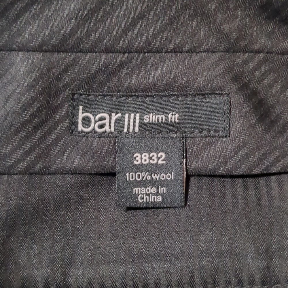 Bar III Slim Fit  Charcoal Wool Dress Pants NWT 38W 32L - Picture 11 of 15